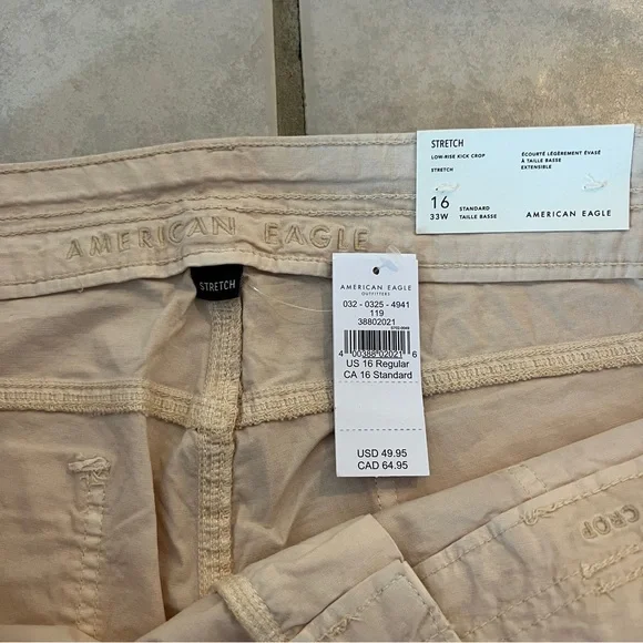 American Eagle Stretch Low Rise Kick Crop Pant NWT Size 16 - Picture 3 of 6